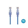 thumbnail image 1 of Monoprice SlimRun Cat6A Ethernet Patch Cable - Network Internet Cord - RJ45, Stranded, UTP, Pure Bare Copper Wire, 30AWG, 2ft, Blue, 10-Pack, 1 of 6
