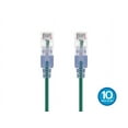thumbnail image 1 of Monoprice SlimRun Cat6A Ethernet Patch Cable - Network Internet Cord - RJ45, Stranded, UTP, Pure Bare Copper Wire, 30AWG, 2ft, Green, 10-Pack, 1 of 6