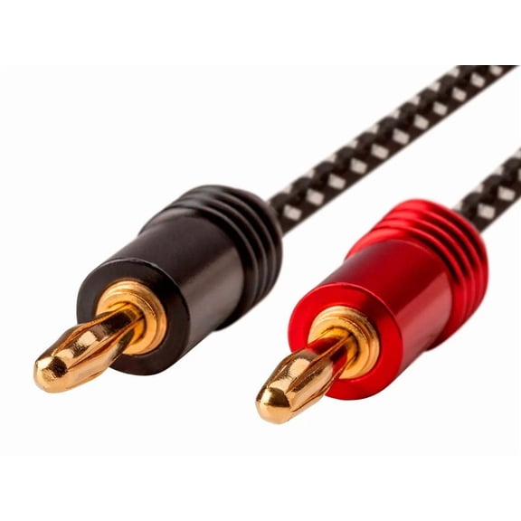 Monoprice Speaker Wire, Braided with Banana Plugs, 2-Conductor, 14AWG, 25ft