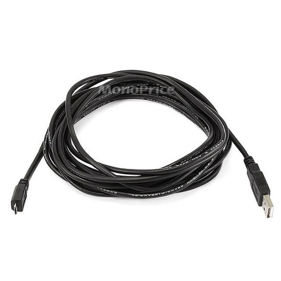 Monoprice USB Cable - 15 Feet - Black | Micro USB / Micro-B 2.0 A Male to 5pin Male 28/28AWG compatible with Samsung Galaxy , Note , Android, LG , HTC One,Nexus, Tablets and More!