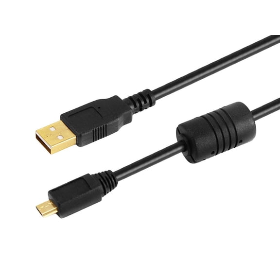 Monoprice USB 2.0 Cable - 6 Feet - Black | USB Type-A Male to Micro Type-B 5-pin Male 28/24AWG Cable with Ferrite Core, Gold Plated