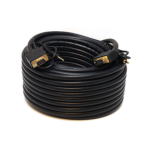 Monoprice Super VGA HD15 M/M Cable - 75 Feet With Stereo Audio and Triple Shielding | Gold Plated, CL2 Rated