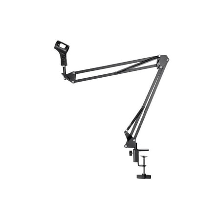 Monoprice Suspension Boom Scissor Broadcast Mic Stand, Support 2lbs. Weight, Padded Metal C-clamp, Extendable Arm - Stage Right Series