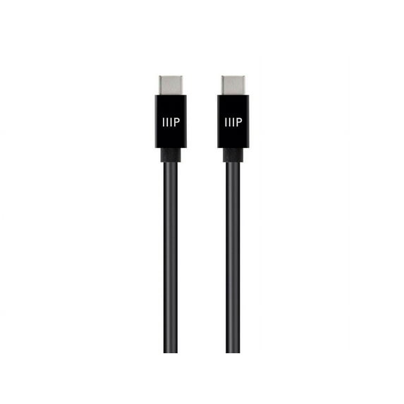 Monoprice TPE Jacketed USB C to USB C 2.0 Cable - 6 Feet - Black | Fast Charging, High Speed, Up to 5A/100W, Type C, Compatible with iPad / Samsung Galaxy and More - Select Series