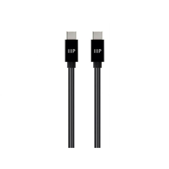 Monoprice TPE Jacketed USB C to USB C 2.0 Cable - 6 Feet - Black | Fast Charging, High Speed, Up to 5A/100W, Type C, Compatible with iPad / Samsung Galaxy and More - Select Series