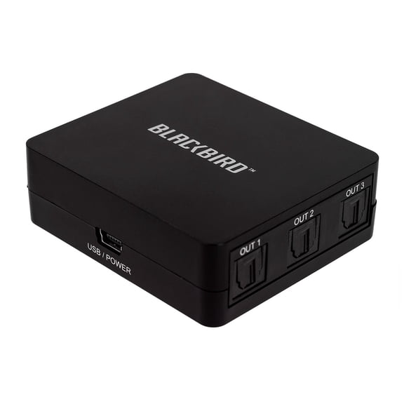 Monoprice Toslink Digital Optical S/PDIF 1x3 Splitter, Supports LPCM, DTS, and Dolby Digital, USB Powered, For Blu-Ray, PS4, HDTV, Xbox, DVD