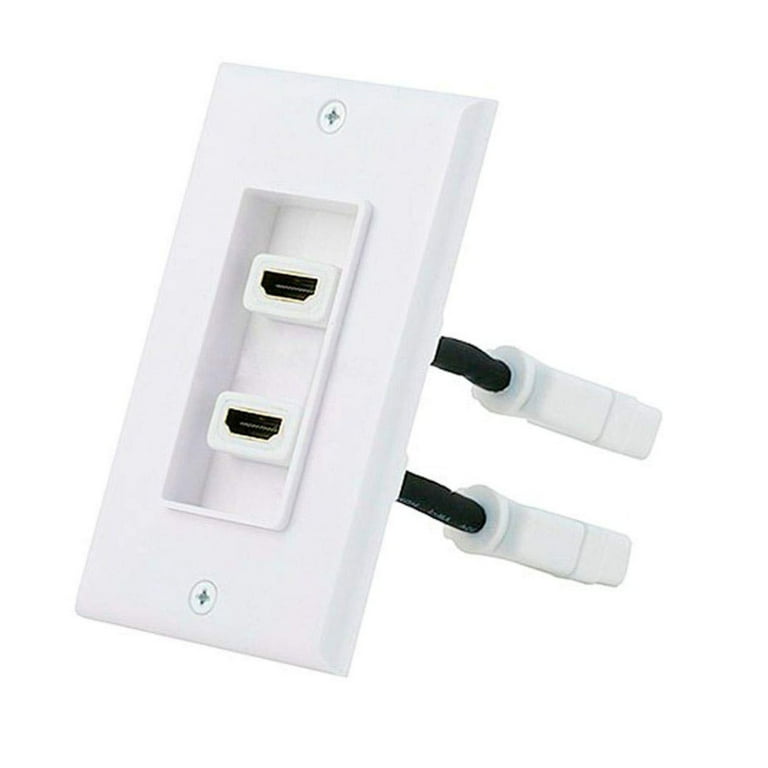 Monoprice 1-port 2-piece Inset Wall Plate with 4in Built-in Flexible High  Speed HDMI Cable With Ethernet, White 