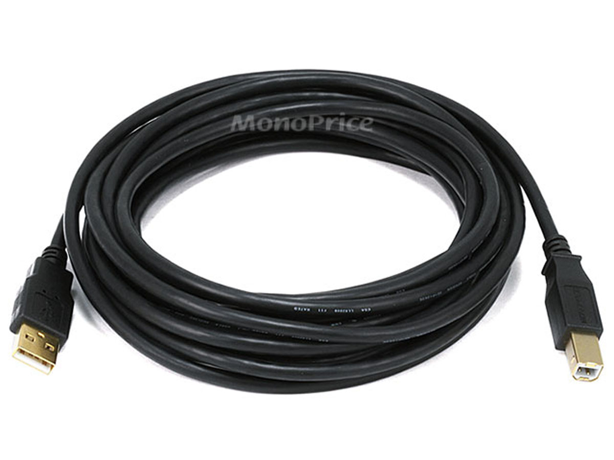 Monoprice 15' USB 2.0 Male to Male Data Transfer Extension Cable Black 105440