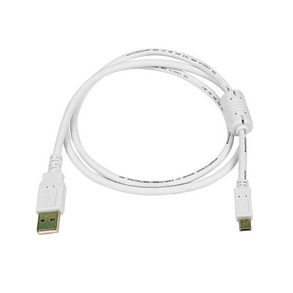 Monoprice USB 2.0 Cable - 3 Feet - White | USB Type-A to USB Mini-B 2.0 Cable - 5-Pin, 28/24AWG, Gold Plated