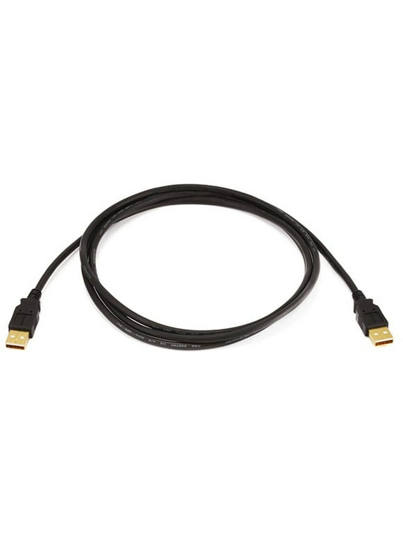 Monoprice USB 2.0 Cable - 6 Feet - Black | USB Type-A Male to USB Type-A Male, 28/24AWG, Gold Plated for Data Transfer Hard Drive Enclosures, Printers, Modems, Cameras and More!