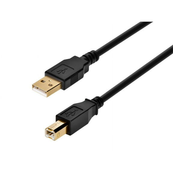 Monoprice USB 2.0 Cable - 6 Feet - Black | USB Type-A Male to USB Type-B Male, 28/24AWG with Ferrite Core, Gold Plated