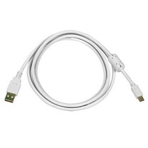 Monoprice USB 2.0 Cable - 6 Feet - White | USB Type-A to USB Mini-B 2.0 Cable - 5-Pin, 28/24AWG, Gold Plated