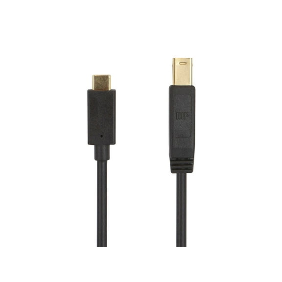 Monoprice USB 3.0 Type-C to Type-B Cable - 6 Feet - Black, Compatible External Hard Drive, MacBook Pro, Docking Station - Select Series