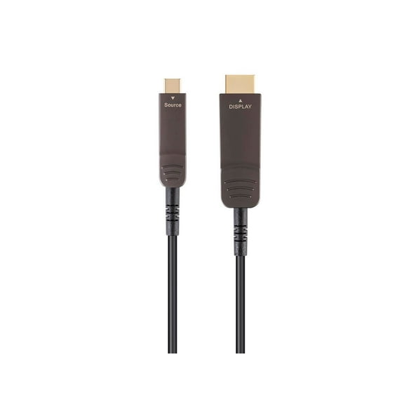 Monoprice USB 3.1 Type-C to HDMI Video Cable - 50 Feet - Black | 4K@60Hz, Fiber Optic, AOC, Transmits Up To 100 Feet, Gold Plated Connectors - SlimRun AV Series