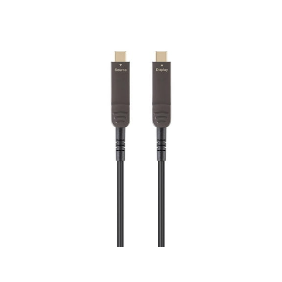 Monoprice USB 3.1 Type-C to Type-C Video Cable - 30 Feet - Black | 4K@60Hz, Fiber Optic, AOC, Transmits Up To 100 Feet, Gold Plated Connectors - SlimRun AV Series