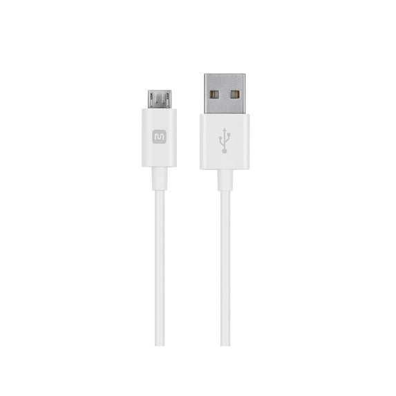 Monoprice USB-A to Micro B Cable - 6 Feet - White, Polycarbonate Connector Heads, 2.4A, 22/30AWG - Select Series