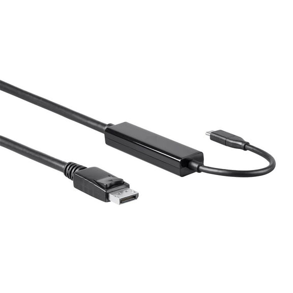 Monoprice USB C to DisplayPort 3.1 Cable - 6 Feet - Black | 5Gbps, Active, 4K@60Hz, Type C, Plug and Play, Mirror or Expand your PC