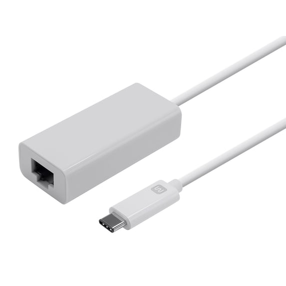 Monoprice USB-C to Gigabit Ethernet Adapter - White, Network Adapter, RJ45 - Select Series