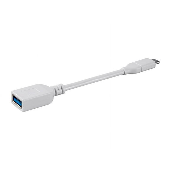Monoprice USB C to USB A Female 3.1 Gen 1 Extension Cable - 0.5 Feet - White | Fast Charging, 5Gbps, 3A, 30AWG, Type C - Essentials Series