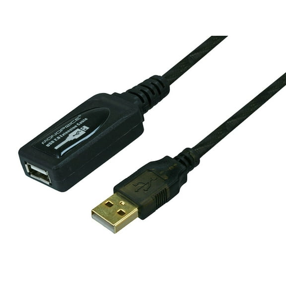 Monoprice USB 2.0 Extension Cable - 32 Feet - Black | USB TypeA Male to TypeA Female, Active, 28/24AWG, Repeater, Kinect & PS3 Move Compatible