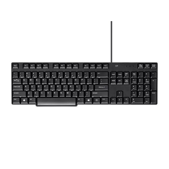 Monoprice USB Keyboard - Black, Spill Resistant Membrane, Comfortable, Standard Layout - Workstream Collection