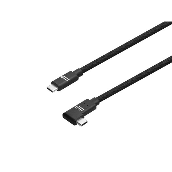 Monoprice USB4 20Gbps Cable - 240W EPR, 4K60Hz, Braided, Ultra High-Speed, Right-Angle Connector, 3ft, Black