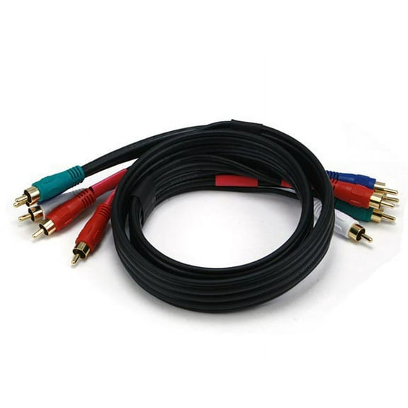 Monoprice Video/Audio Coaxial Cable - 3 Feet - Black | 22AWG 5-RCA Component Gold plate connectors
