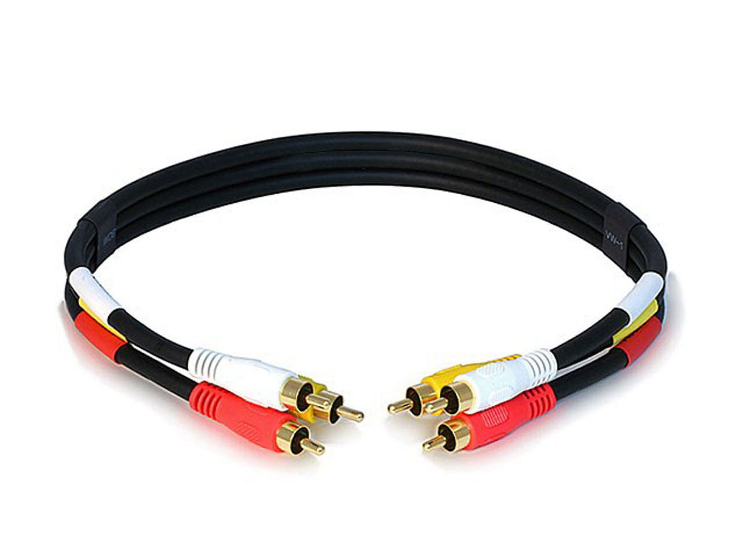 Monoprice Video Cable - 1.5 Feet - Black | Triple RCA Stereo Video Dubbing Composite Cable, Gold Plated Connectors - image 1 of 2