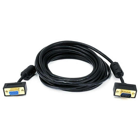Monoprice 15' Ultra Slim Super VGA Male to Female 30 to 32AWG Monitor Cable With Ferrites Black