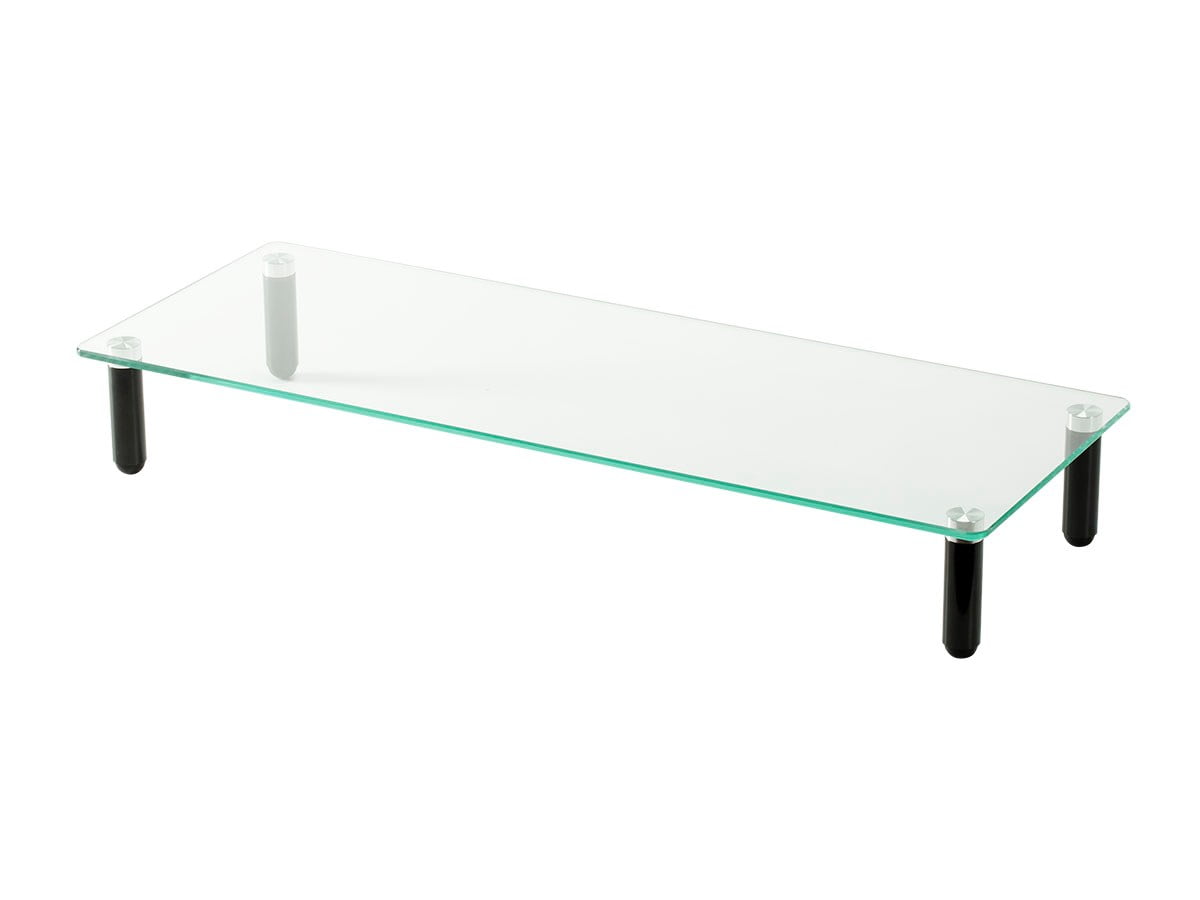 Universal Glass Monitor Riser Shelf with Black Feet