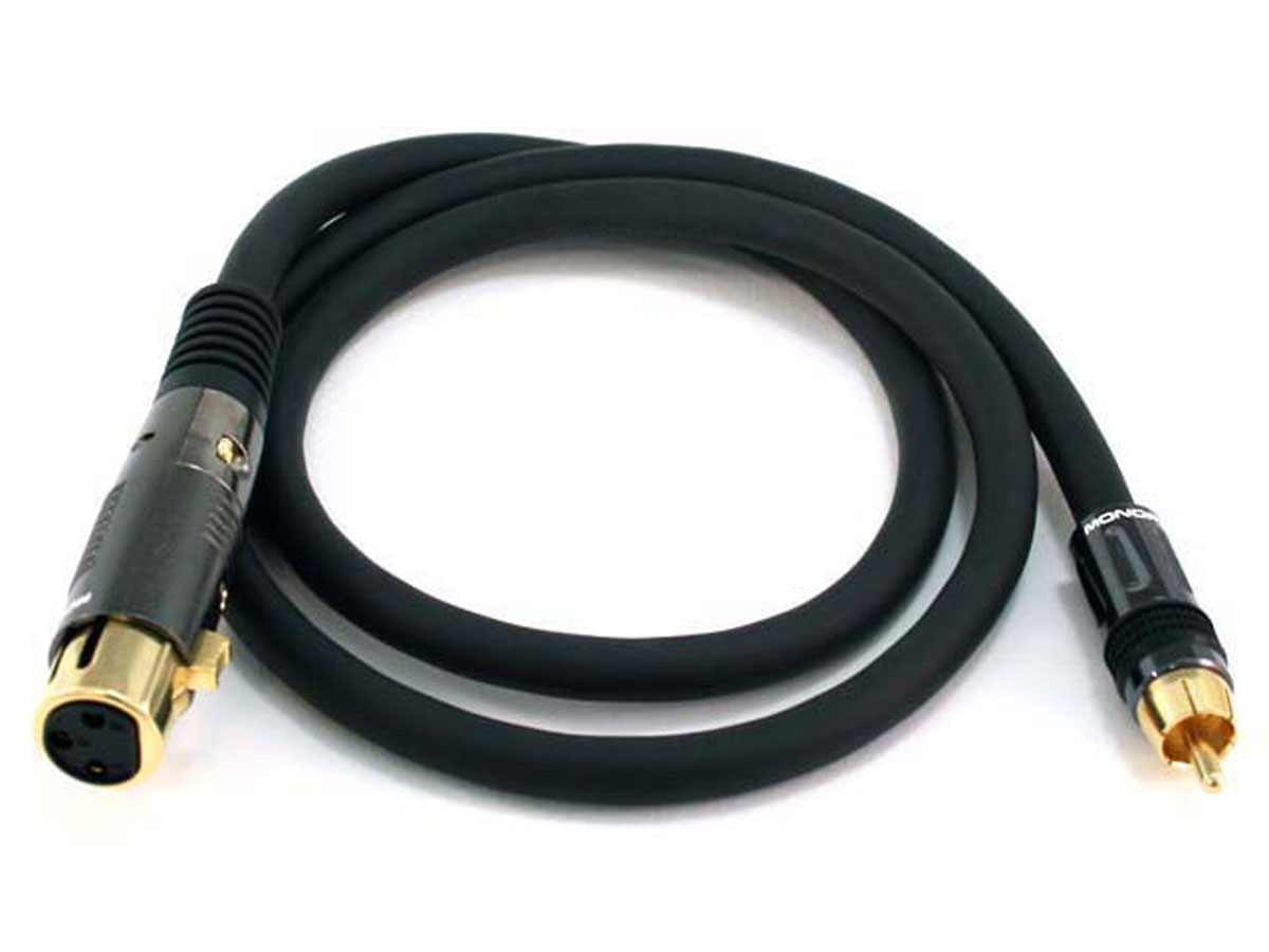 Monoprice XLR Female to RCA Male Cable - 3 Feet - Black | With E21Gold Plated Connectors | 16AWG Shielded Twisted Pair Oxygen-Free Copper Braid Conductors - Premier Series - image 1 of 3