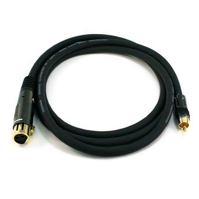 Monoprice XLR Female to RCA Male Cable - 6 Feet - Black | With E21Gold Plated Connectors | 16AWG Shielded Twisted Pair Oxygen-Free Copper Braid Conductors - Premier Series