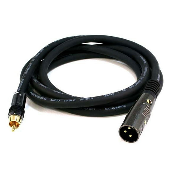 Monoprice XLR Male to RCA Male Cable - 6 Feet - Black | With E21Gold Plated Connectors | 16AWG Shielded Twisted Pair Oxygen-Free Copper Braid Conductors - Premier Series