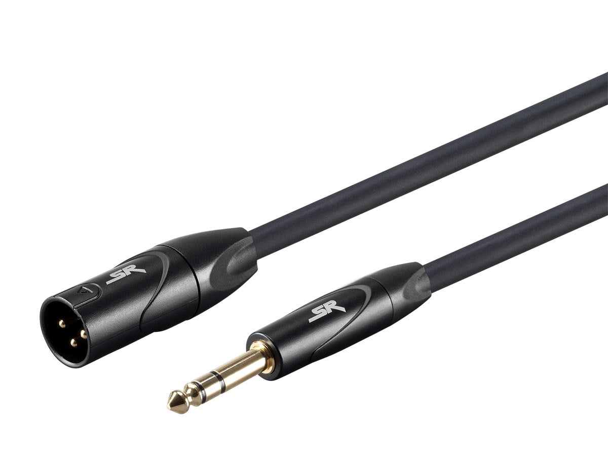Monoprice XLR Male to 1/4 Inch TRS Male Cable - 15 Feet - Black | 16AWG, Gold Plated - Stage Right Series