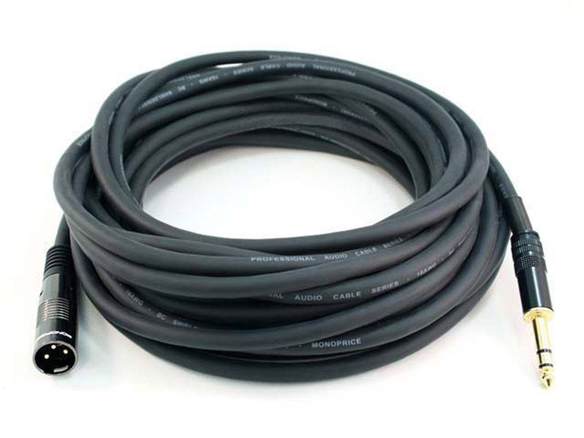 Monoprice XLR Male to 1/4in TRS Male Cable - 35 Feet | 16AWG, Gold Plated - Premier Series