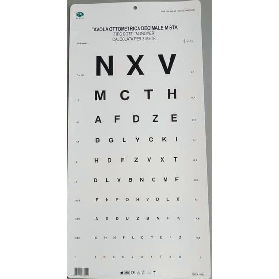 BASCH Monoyer Optometric Chart 3M Size 22 x 11 Inches