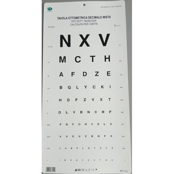 BASCH Monoyer Optometric Chart 3M Size 22 x 11 Inches