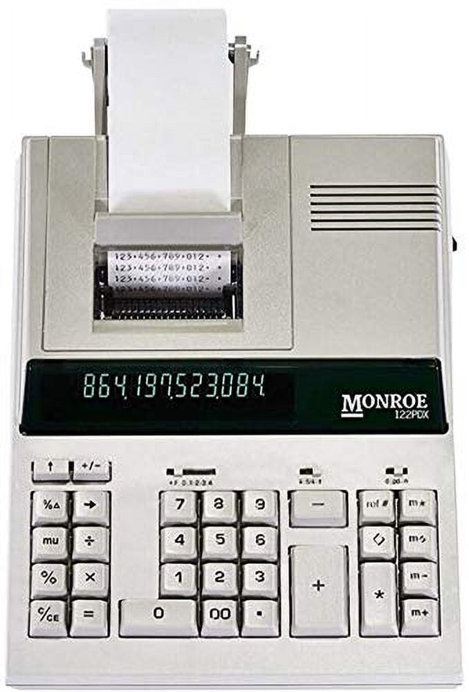 Monroe 122PDX Medium Duty Printing Calculator with Extra Large Plus and Minus Keys