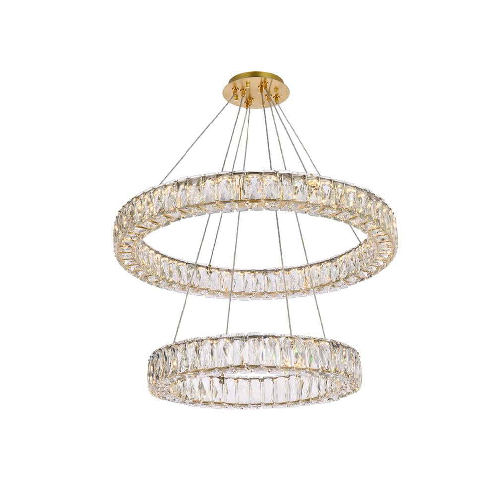 Monroe 28" Gold Crystal LED Double Ring Chandelier