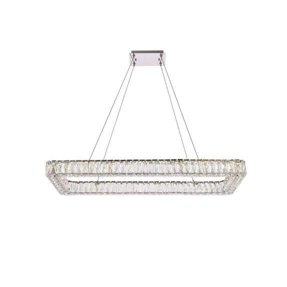 Monroe 42 inch LED single rectangle pendant in chrome