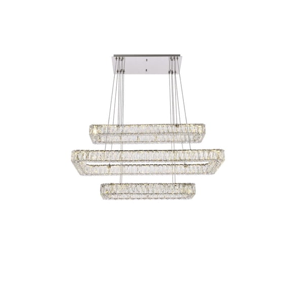 Monroe 42 inch LED triple rectangle pendant in chrome