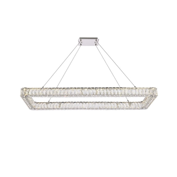 Monroe 50 inch LED single rectangle pendant in chrome