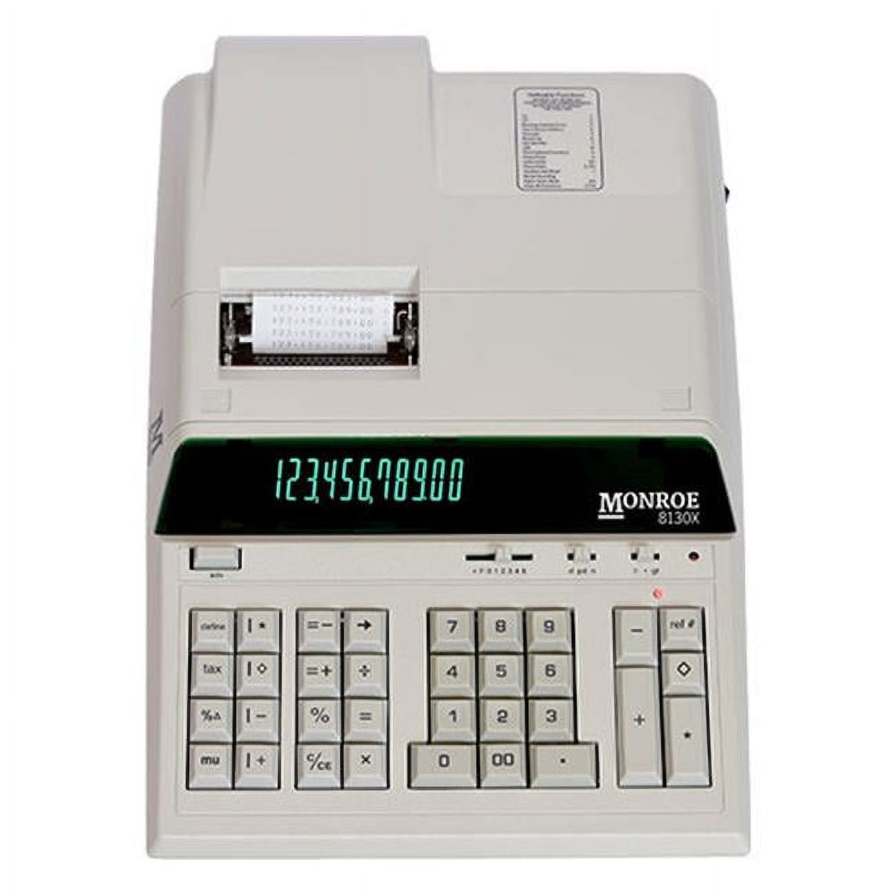 Monroe 8130X Ivory 12-Digit Basic Function Heavy-Duty Accounting Printing Calculator