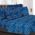 thumbnail image 1 of Monroe Blue Zig Zag Pattern Geometric 6-Piece Bed Sheet Set - King, 1 of 2