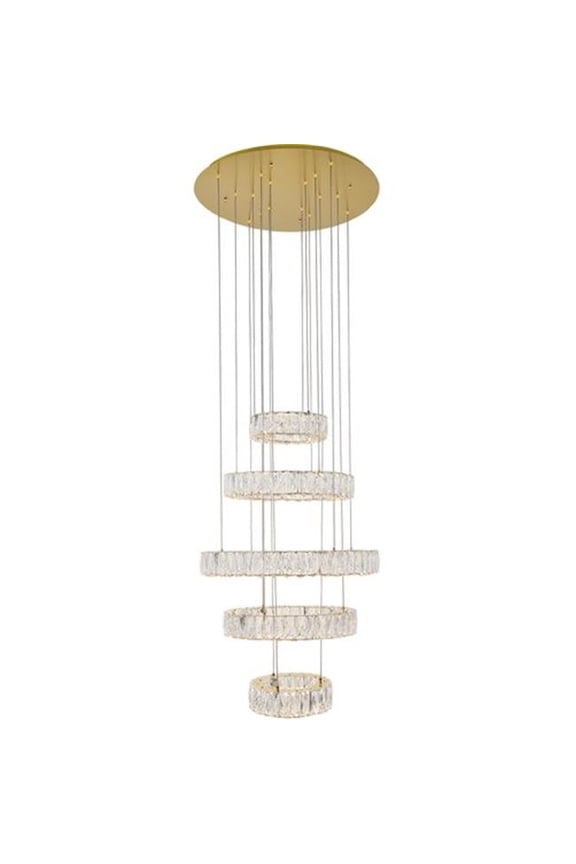 Monroe Integrated LED Chip Light Gold Chandelier, Clear Royal Cut Crystal - 17.70 x 17.70 x 12 in.
