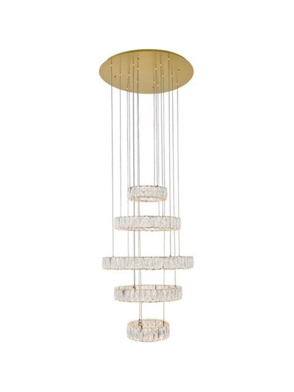 Monroe Integrated LED Chip Light Gold Chandelier, Clear Royal Cut Crystal - 17.70 x 17.70 x 12 in.