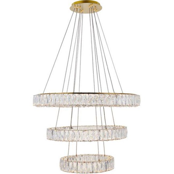 Monroe Integrated LED Chip Light Gold Chandelier, Clear Royal Cut Crystal - 17.70 x 17.70 x 12 in.
