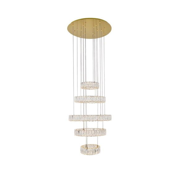 Monroe Integrated LED chip light gold Chandelier Clear Royal Cut Crystal