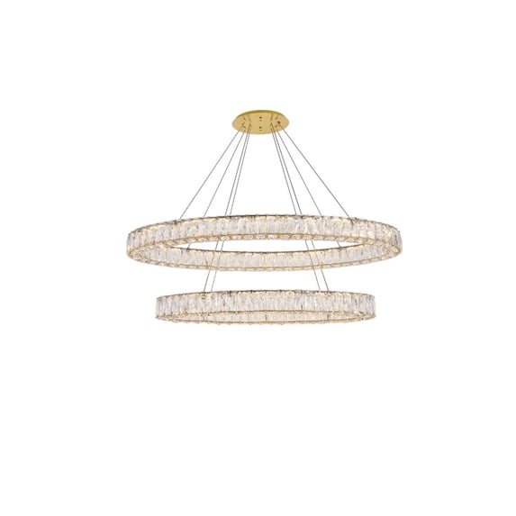 Monroe Integrated LED light Gold Chandelier Clear Royal Cut Crystal