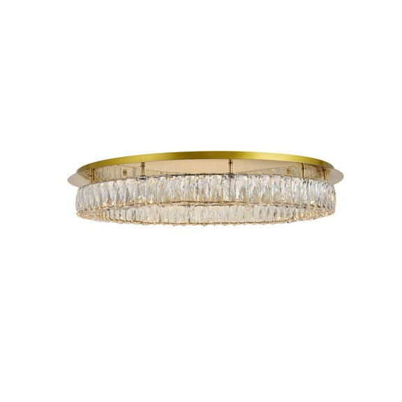 Monroe LED light Gold Flush Mount Clear Royal Cut Crystal